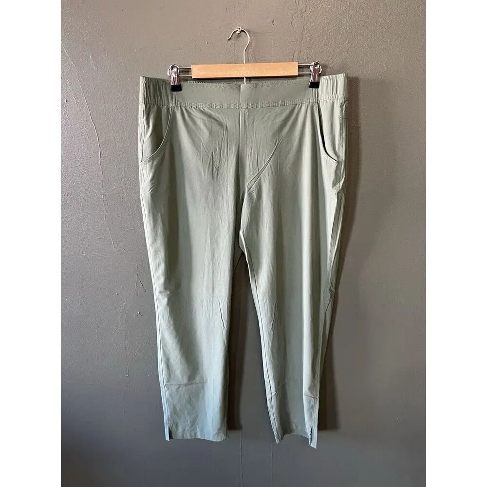 Eddie Bauer Womens Green 3/4 Outdoor Hiking Legging Pullon Stretch Fit Size L
